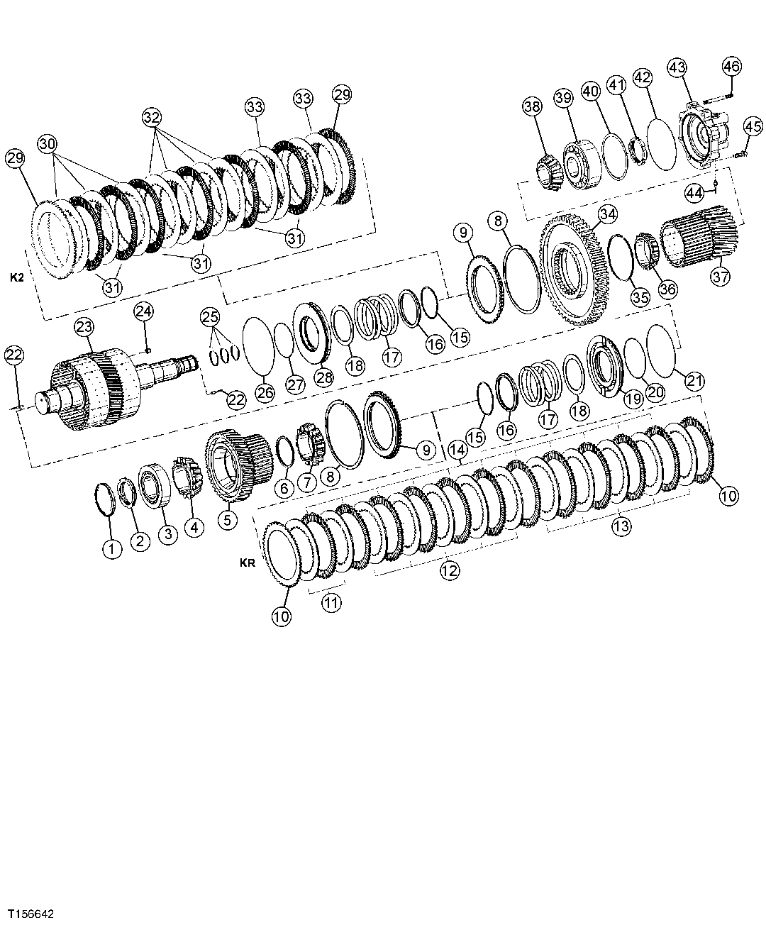 CLUTCH ASSEMBLY (REVERSE AND K2) (SN 586280- )