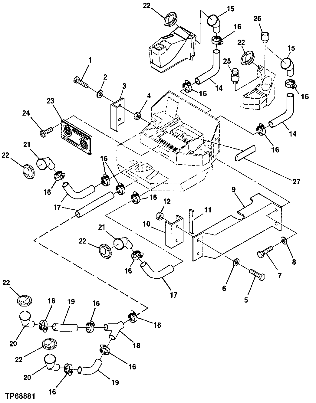 HEATER HOSES, VENTS, GRILLE AND SWITCH (WITH CAB)