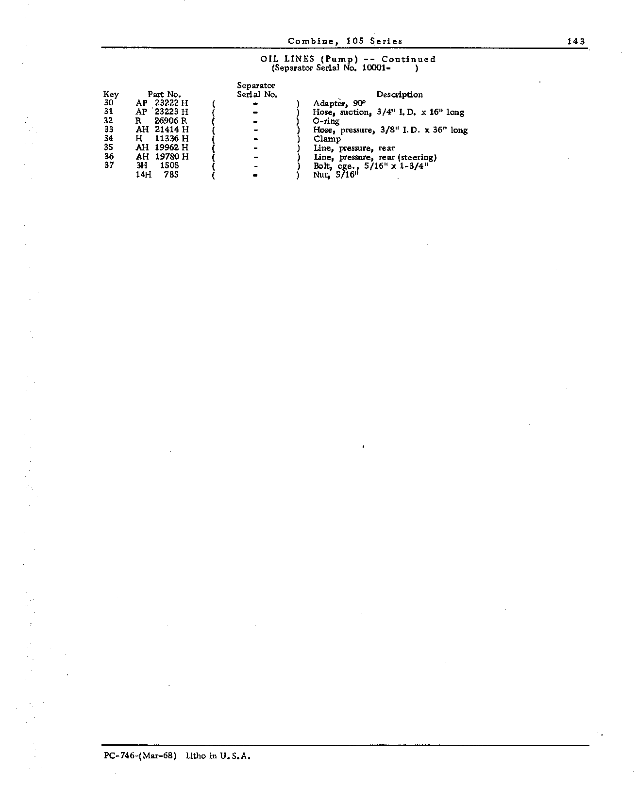 Hydraulic Pump, Reservoir, and Lines (Continued)