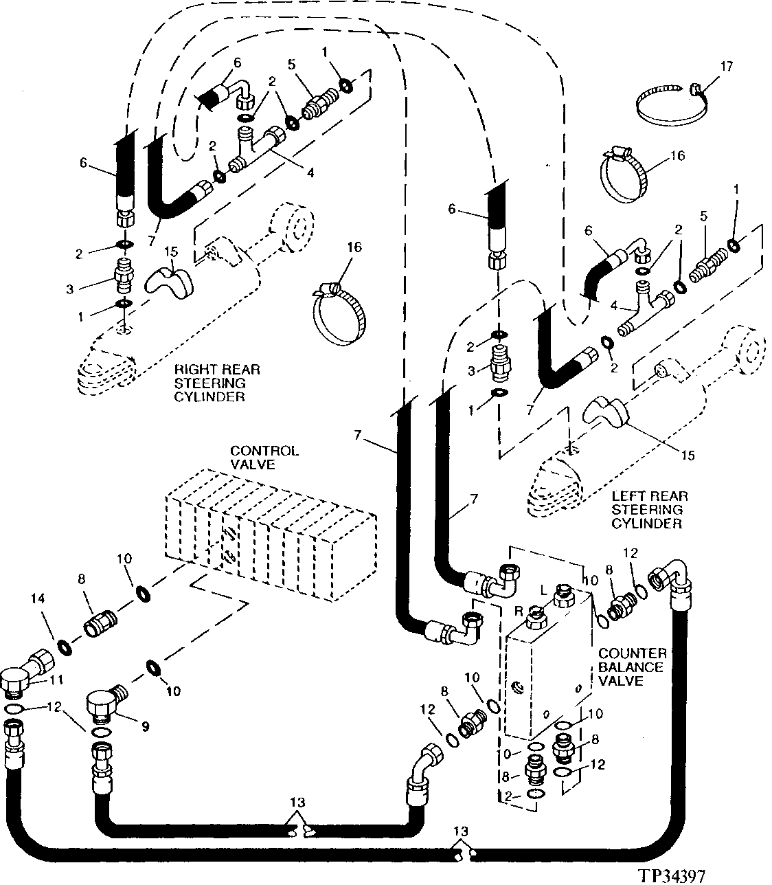 REAR STEERING LINES AND FITTINGS (540255 - )
