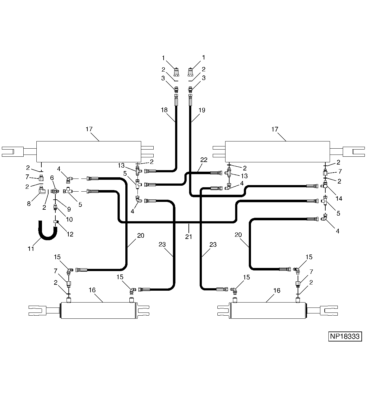 Wing fold control hydraulics, 17-row (2001 - )