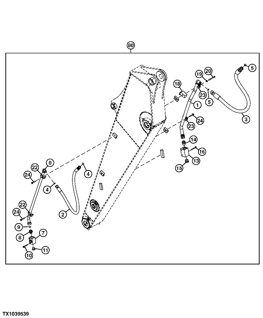 Arm Hydraulic Lines - 2P Boom (Hi-Flow Kit)
