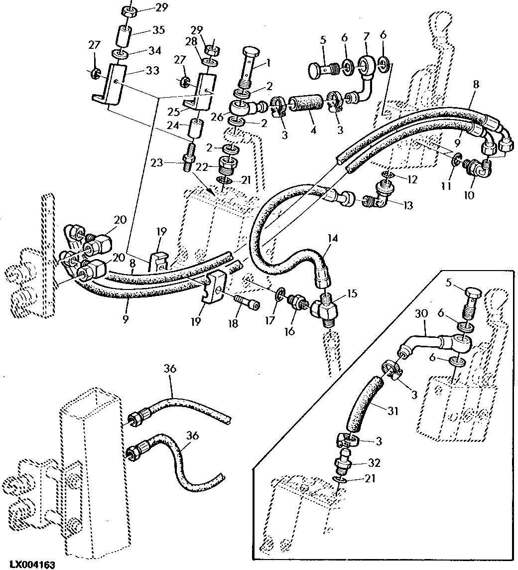 OIL LINES FOR SELECTIVE CONTROL VALVE (SPOOL TYPE) WITH TWO SELECTIVE CONTROL VALVE (POPPET TYPE)