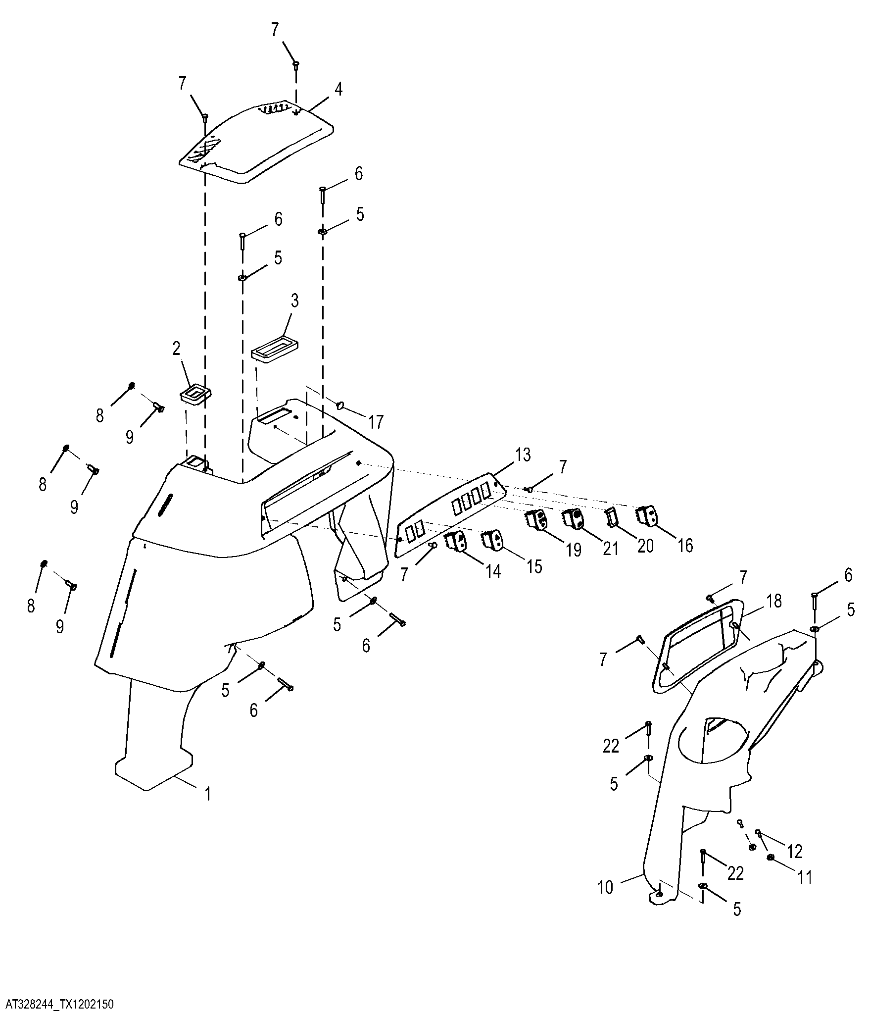 Front Console and Loader Control Lever Cover, with Heater