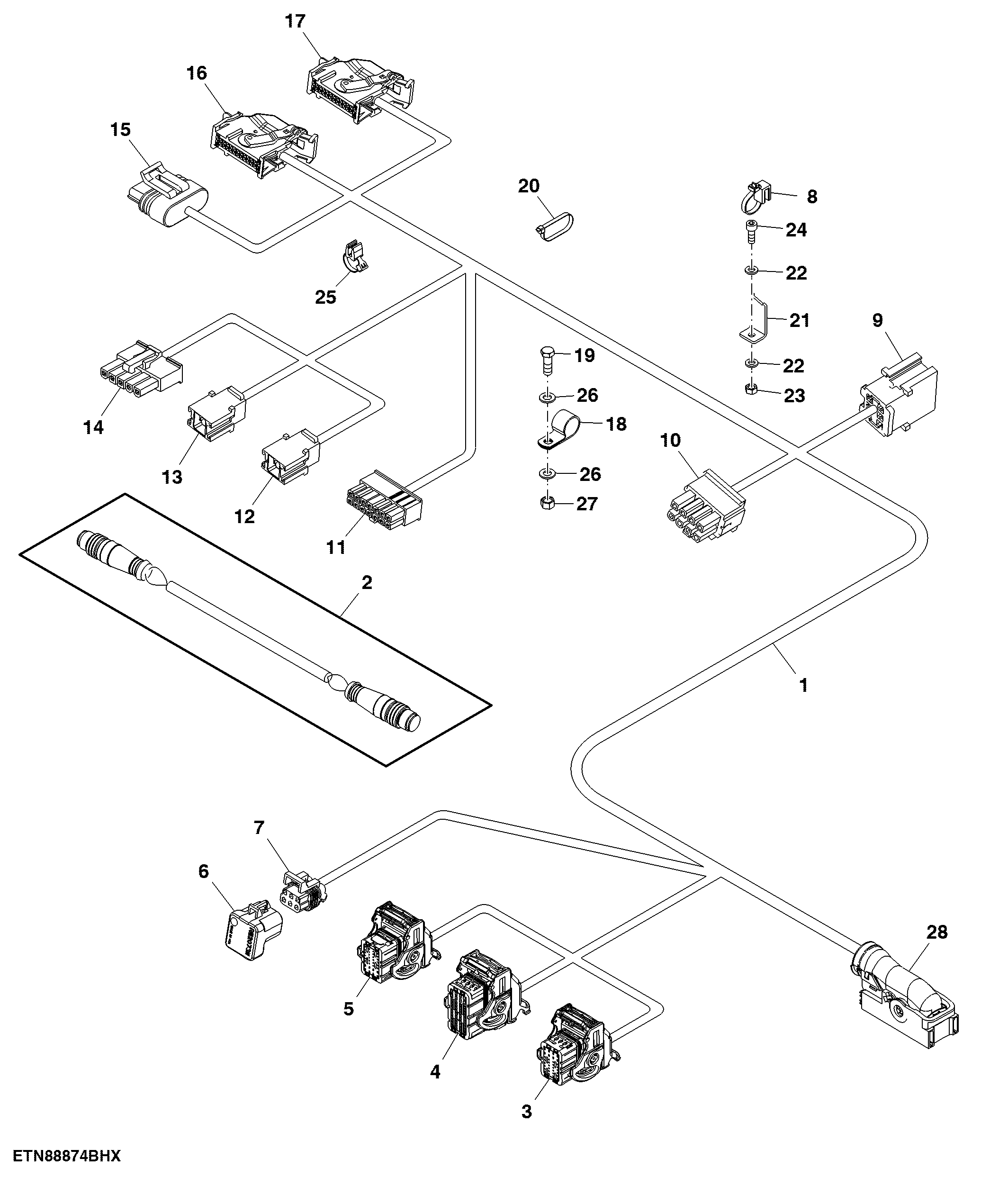 Armrest Wiring Harness W/ Ethernet, Single CAN Bus