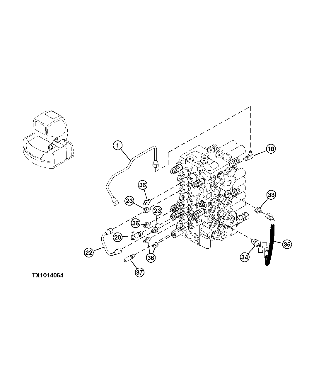 PILOT LINES (CONTROL VALVE FRONT TO CONTROL VALVE REAR)