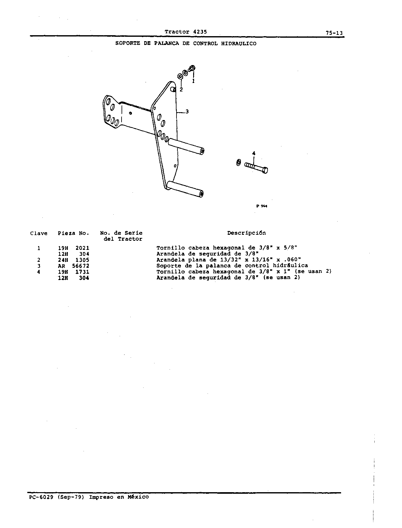 Soporte de Palanca de Control Hidraulico