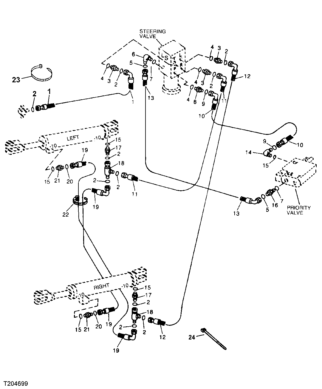 STEERING VALVE TO CYLINDERS AND PRIORITY VALVE (DD)