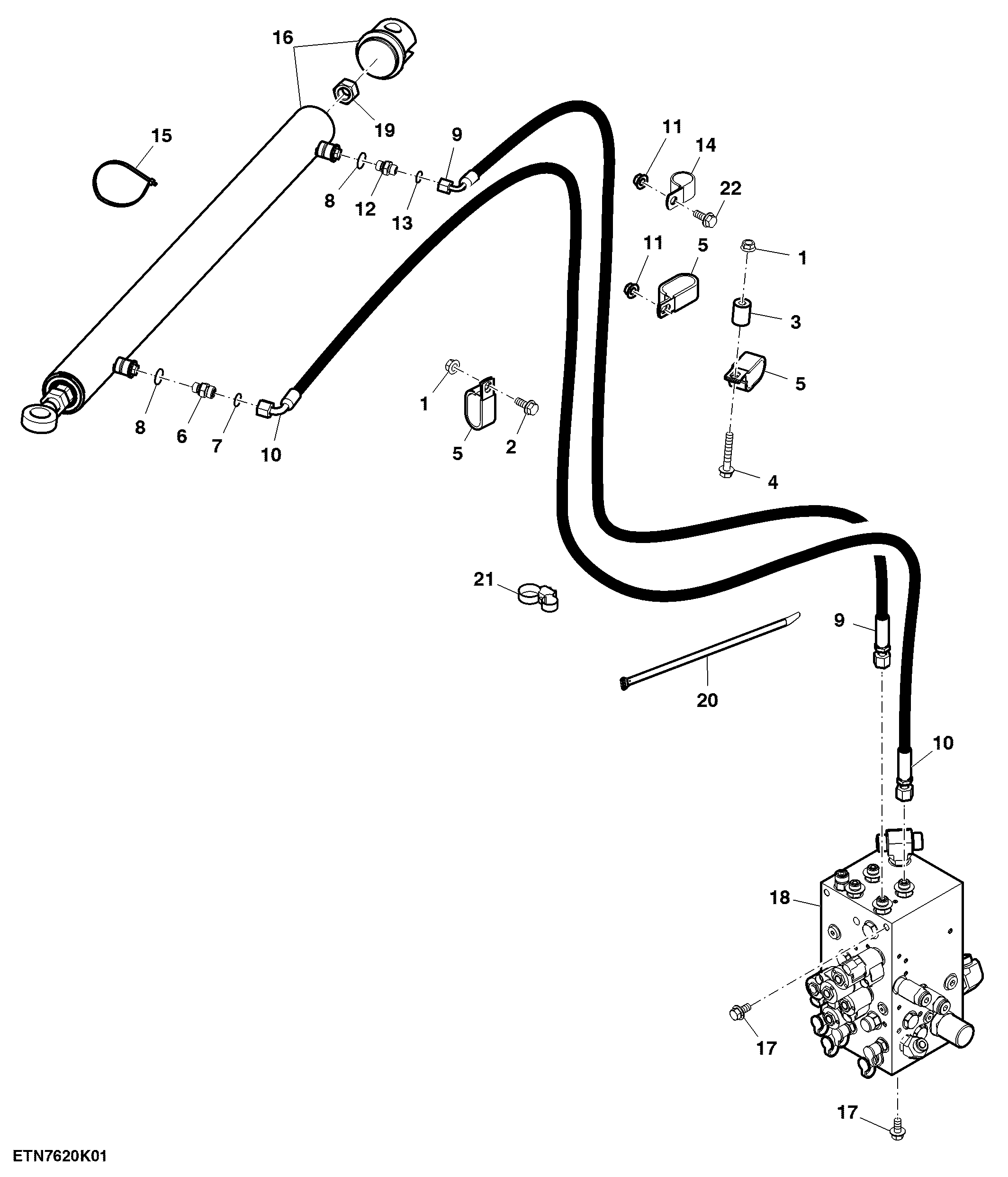 Auger Swing Cylinder Hoses - W/ Grain Tank Doors 22'