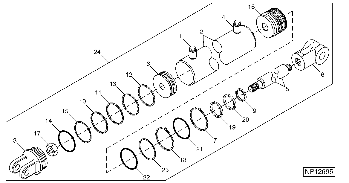 4" x 16" hydraulic cylinder (wing fold) (2001 - )