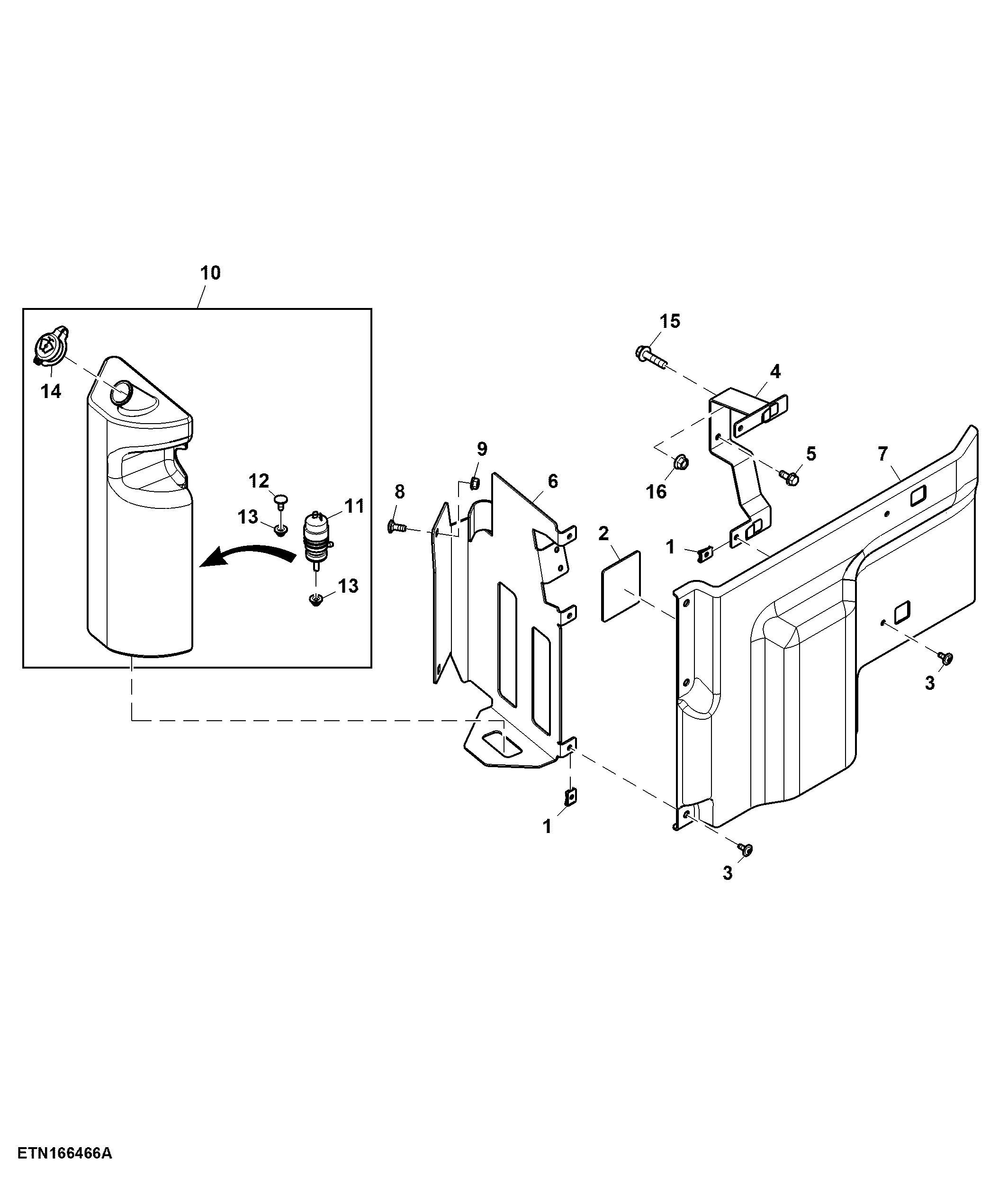 Reservoir, Windshield Washer, W/O Front Loader