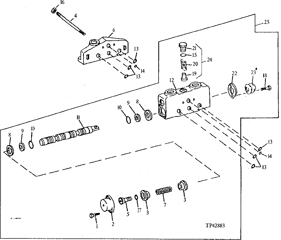 Backhoe Control Valve Crowd Section With End Plate (SN -796890 5-Function) (SN -798064 4-Function)