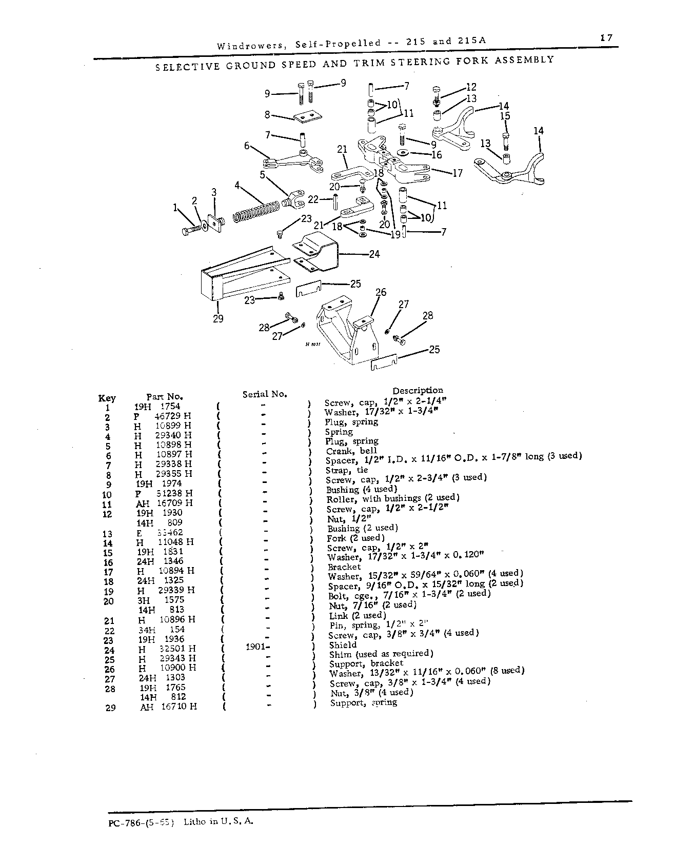 Selective ground speed and trim steering fork assembly