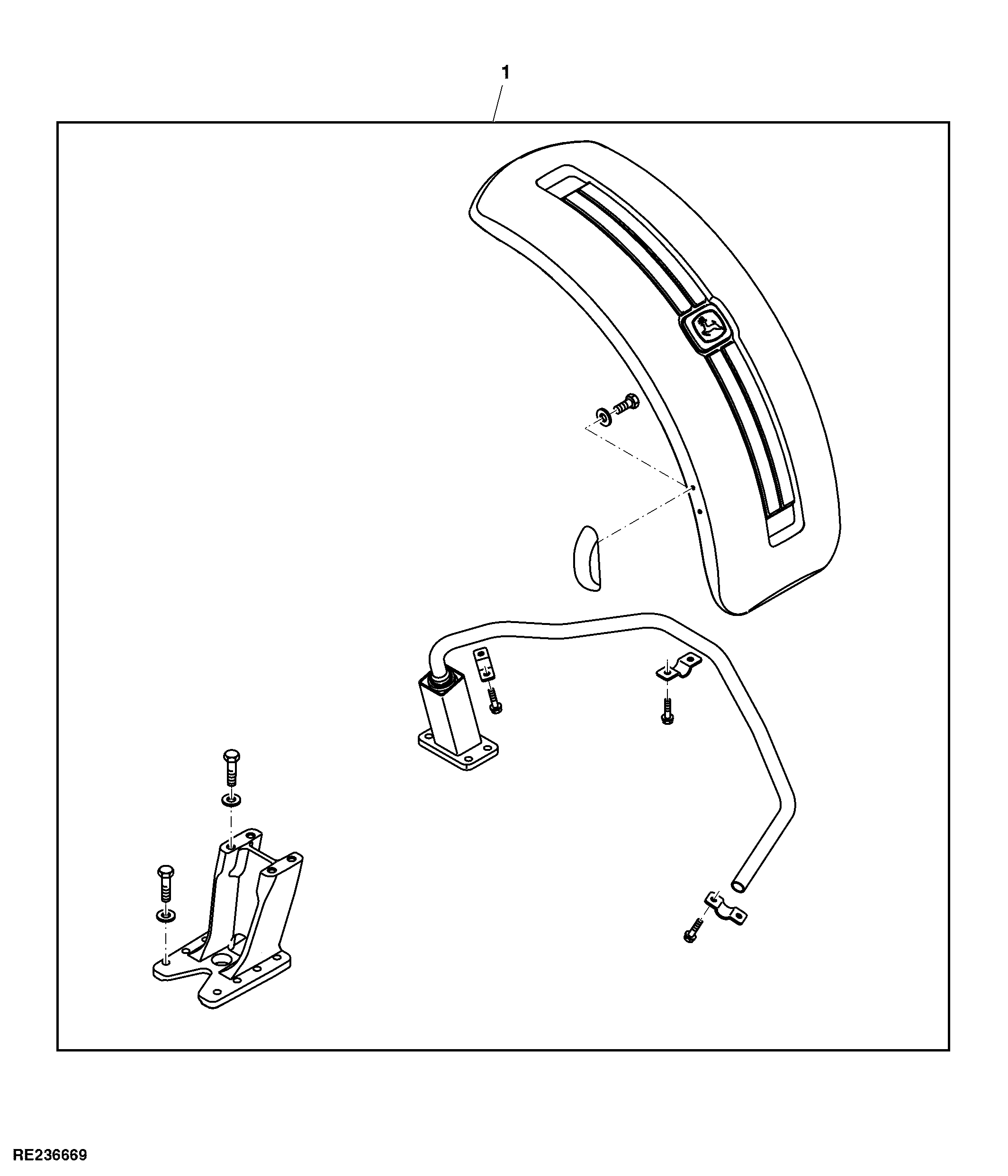 Attachment, Fenders, Deluxe Pivoting Front, MFWD, 24.4 in. Wide
