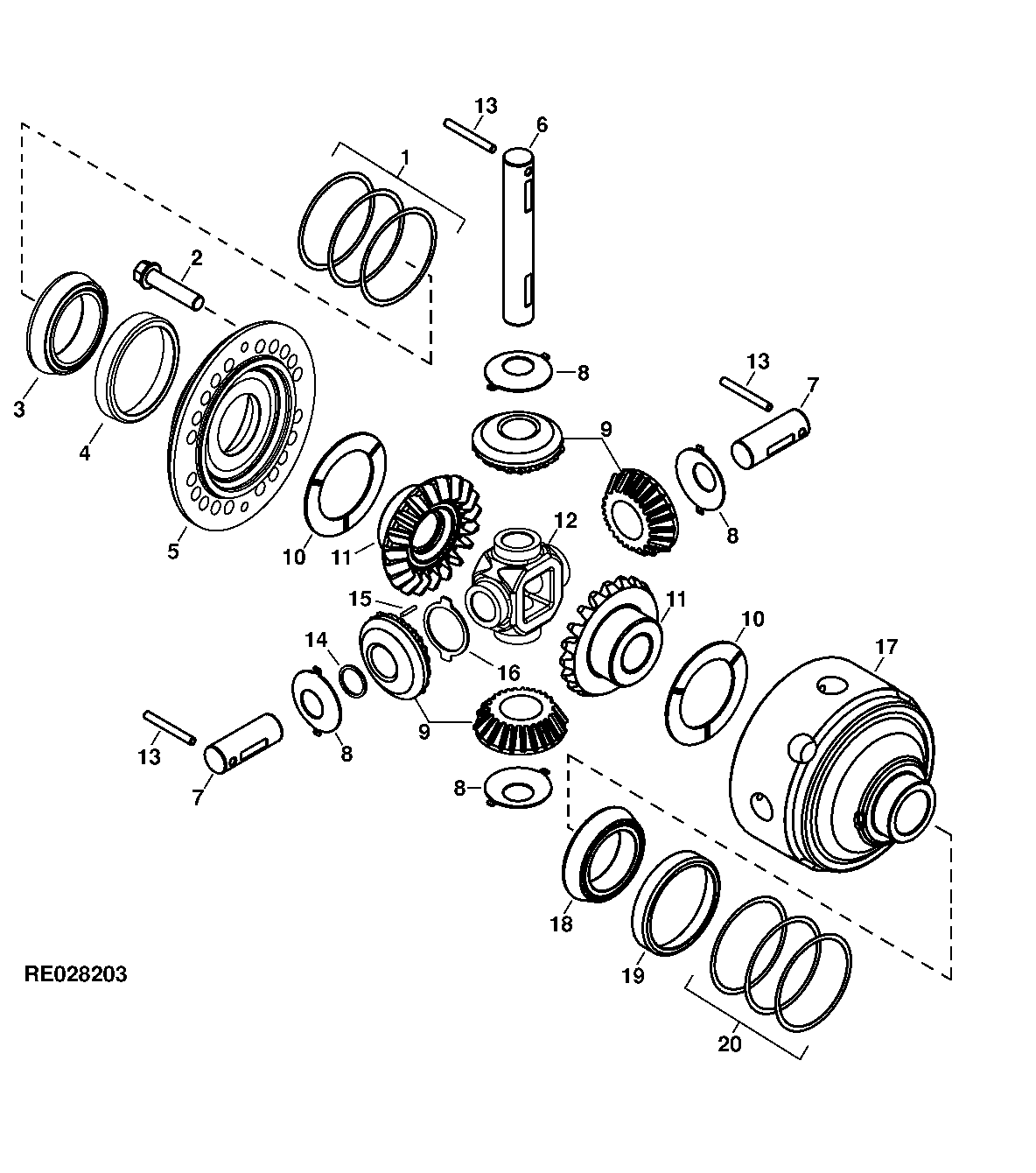 FRONT AND REAR STANDARD DIFFERENTIAL (RE68130)