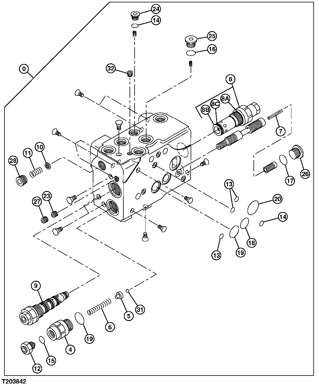 MAIN CONTROL VALVE COMPONENTS - RELIEF VALVE END SECTION