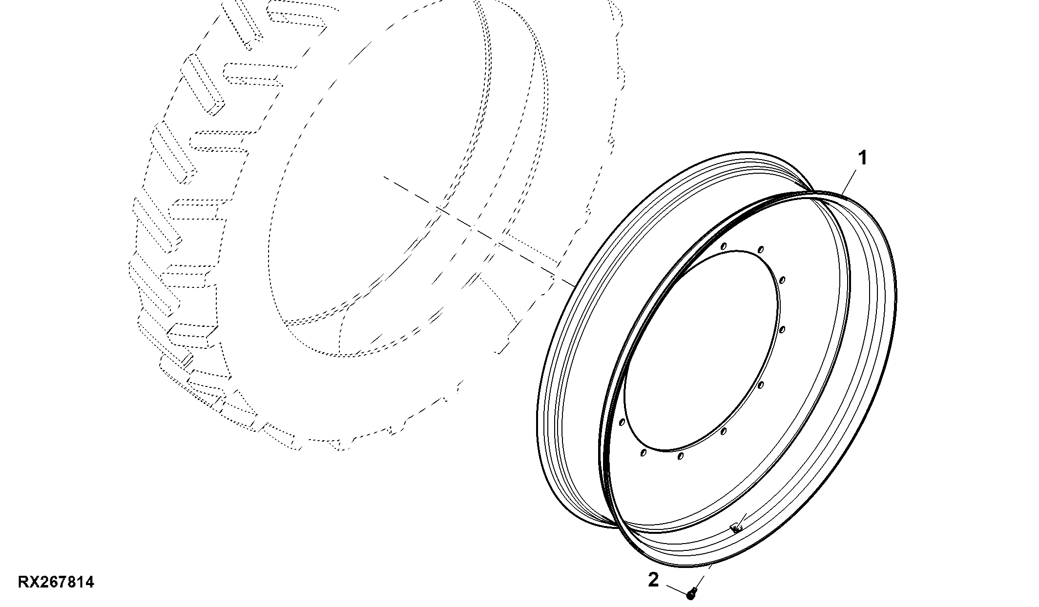 Rear Wheel, 2 Positions, Group 48 Tires ( LH Illustrated) (058001 - )