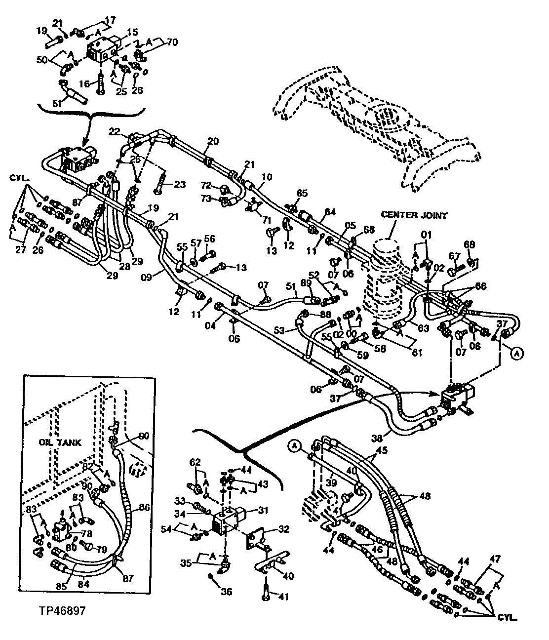 FOUR-STABILIZER HYDRAULIC HOSES AND LINES (001059 - )