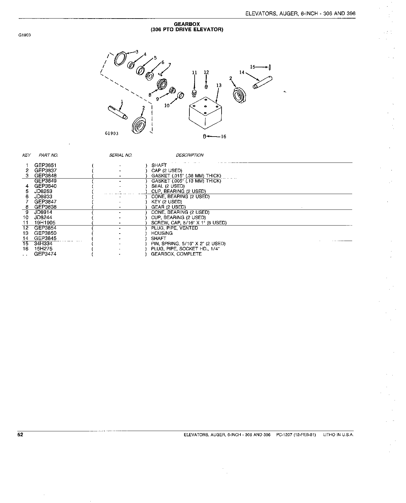 GEARBOX (306 PTO DRIVE ELEVATOR)