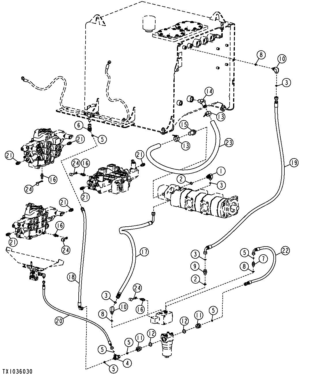 HYDRAULIC SYSTEM - PILOT, MANIFOLD LINES (SN 167282-)