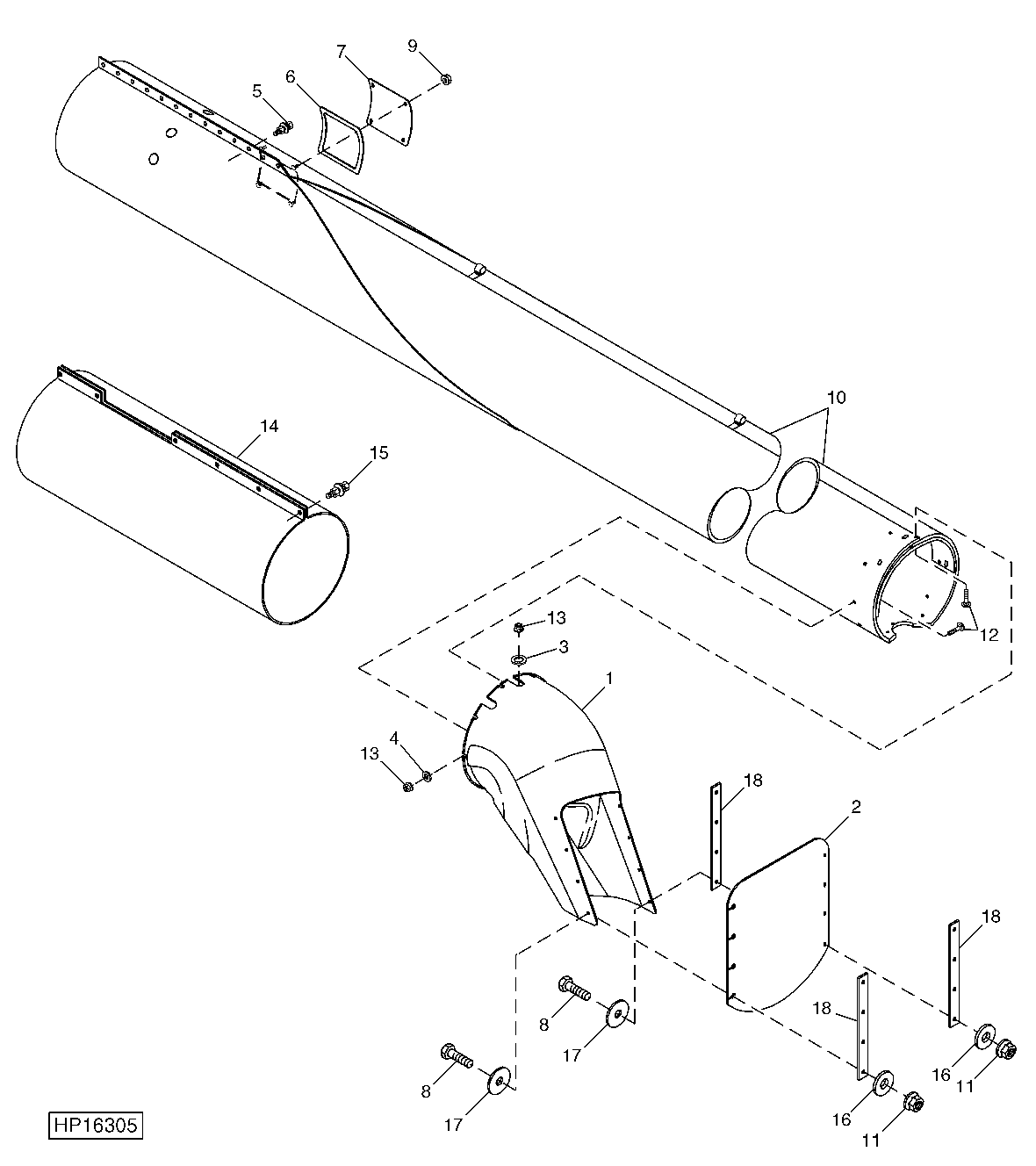 HORIZONTAL UNLOADING AUGER HOUSING (18.5 AND 21.5 FT.)