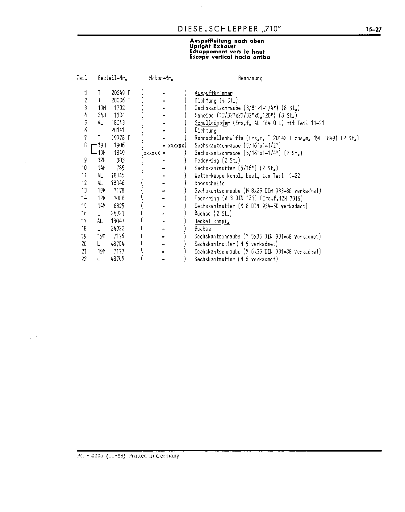 Upright Exhaust (Continued)