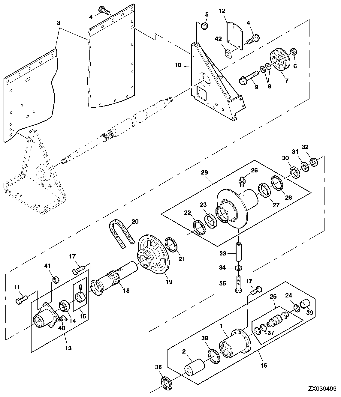 PRIMARY COUNTERSHAFT DRIVE SHAFT AND VARIABLE SHEAVE