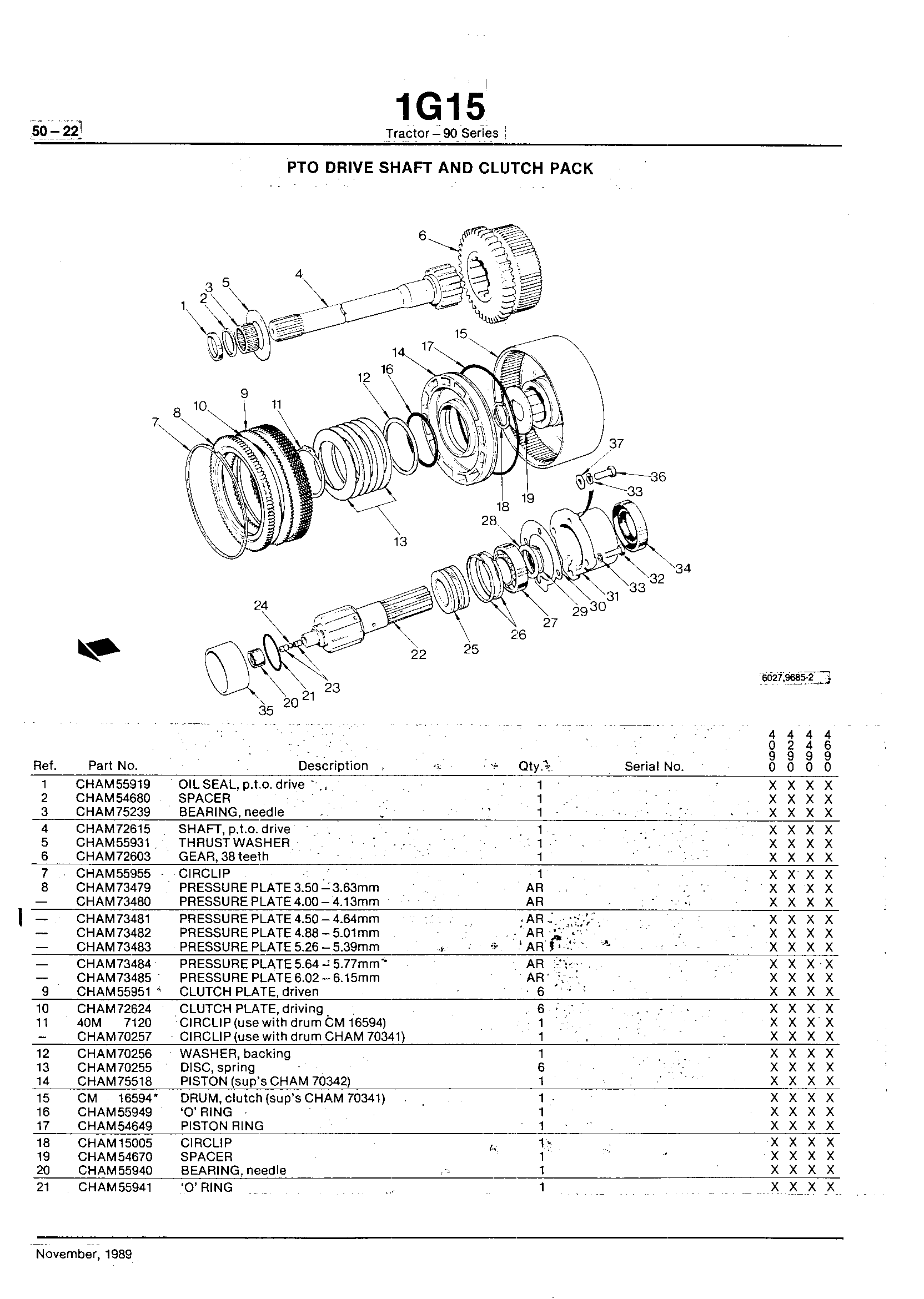 Power Train P.T.O. Drive Shaft and Clutch Pack