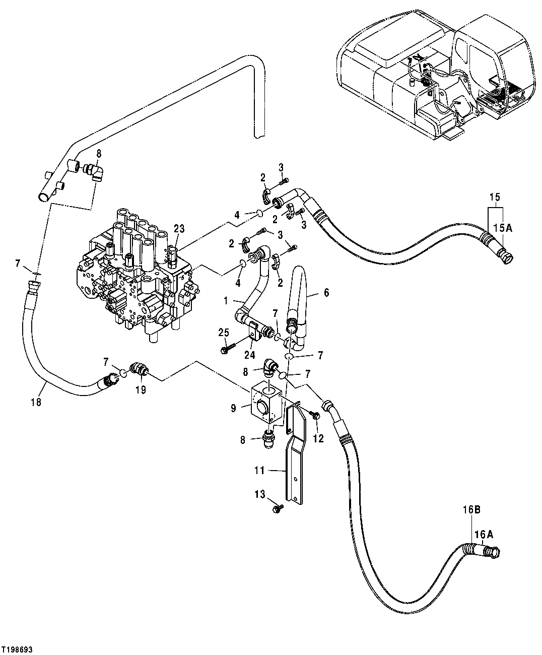 CONTROL VALVE PRESSURE AND RETURN AUXILIARY HOSES (FACTORY)
