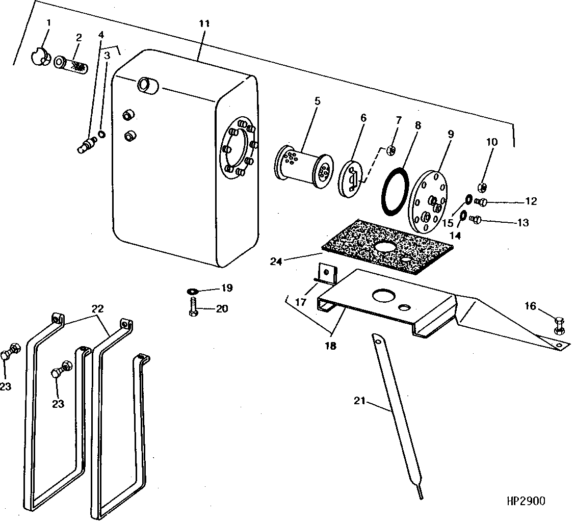 HYDROSTATIC DRIVE AND LEVELING OIL RESERVOIR AND MOUNTING