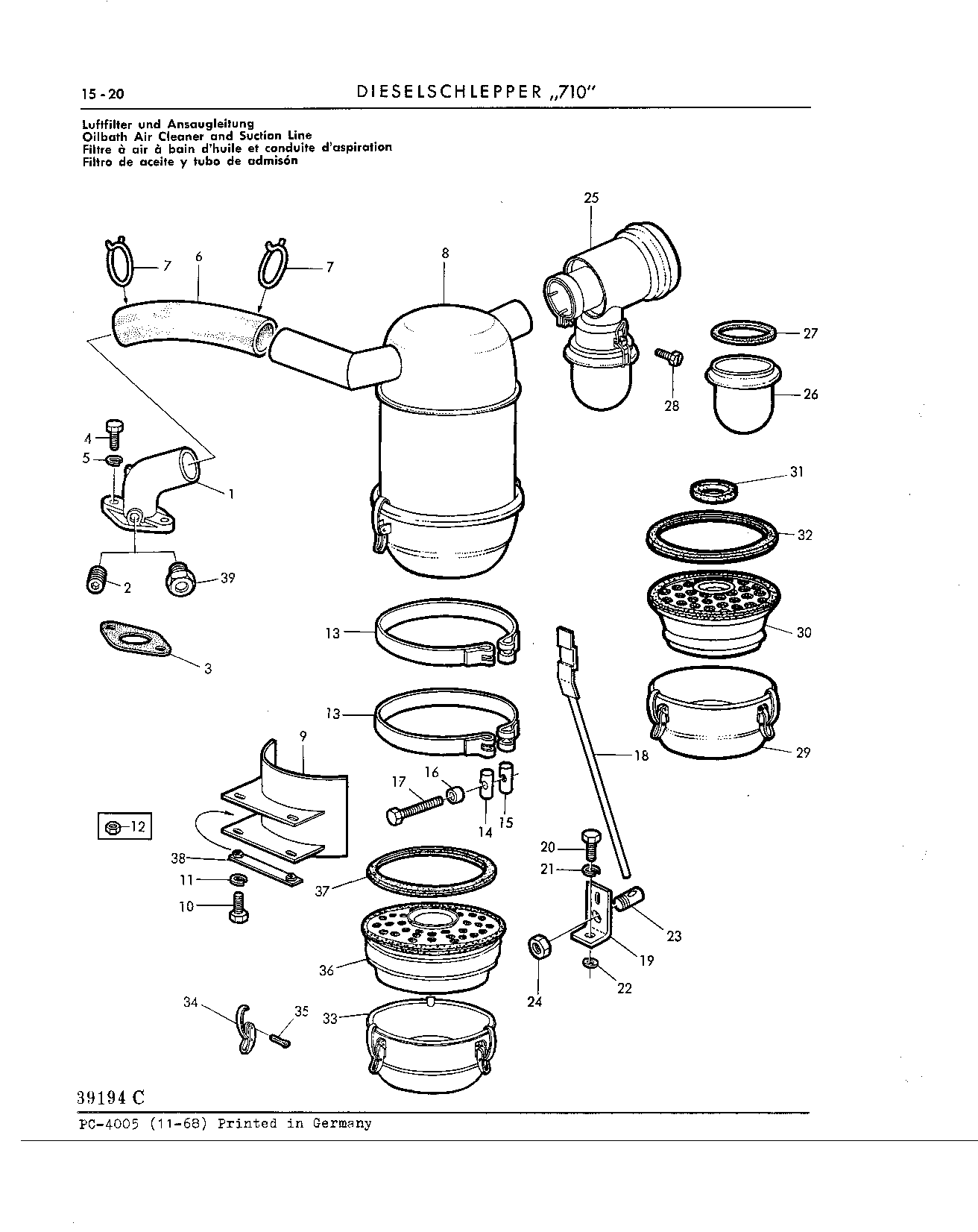 Oilbath Air Cleaner, Pre-Filter