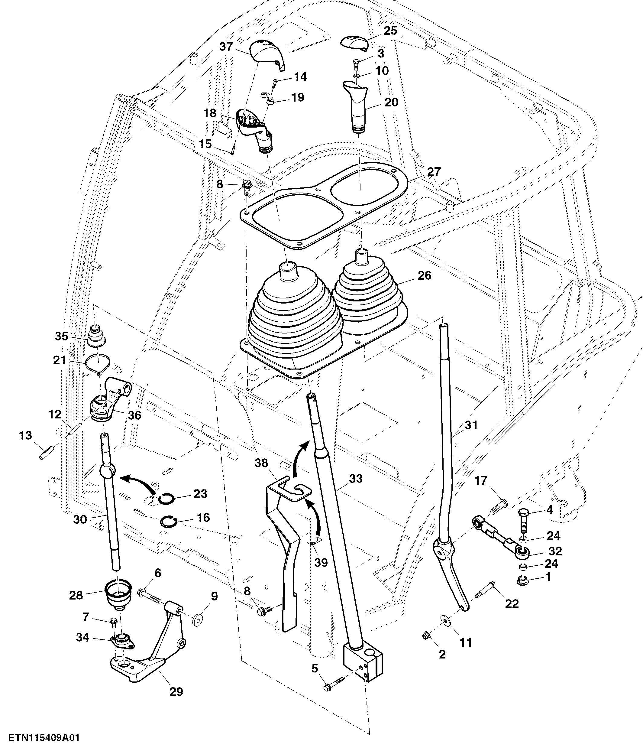 Range and Gear Shift Lever, SyncShuttle™, Cab