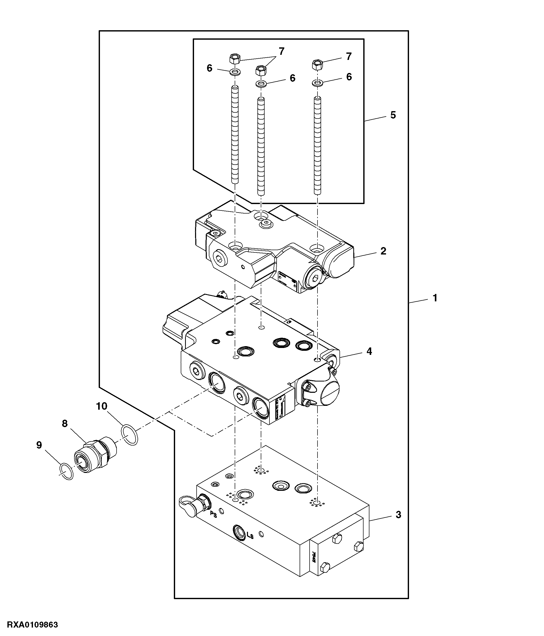 Electro-Hydraulic Mid Stack SCV, One Section Hitch