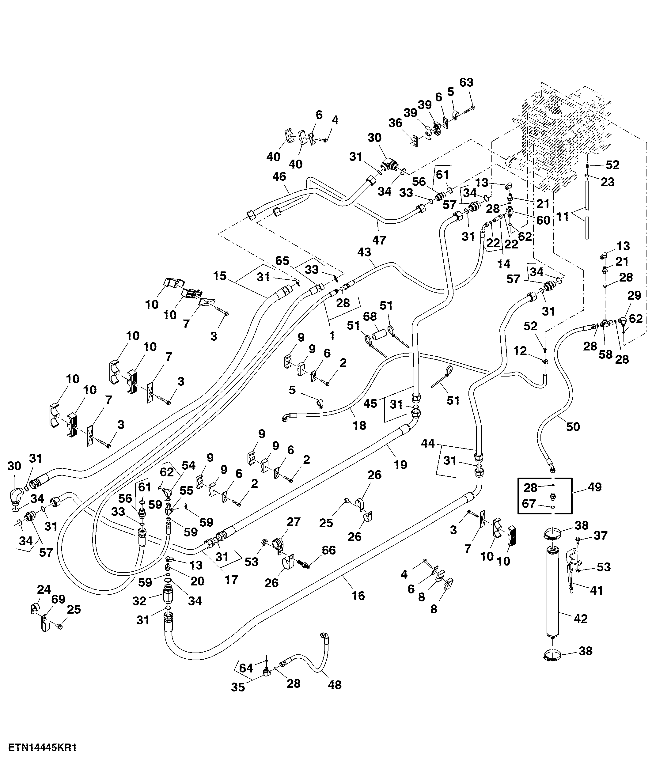 Selective Control Valve Lines For Scraper, Hi Flow, W/O Hitch