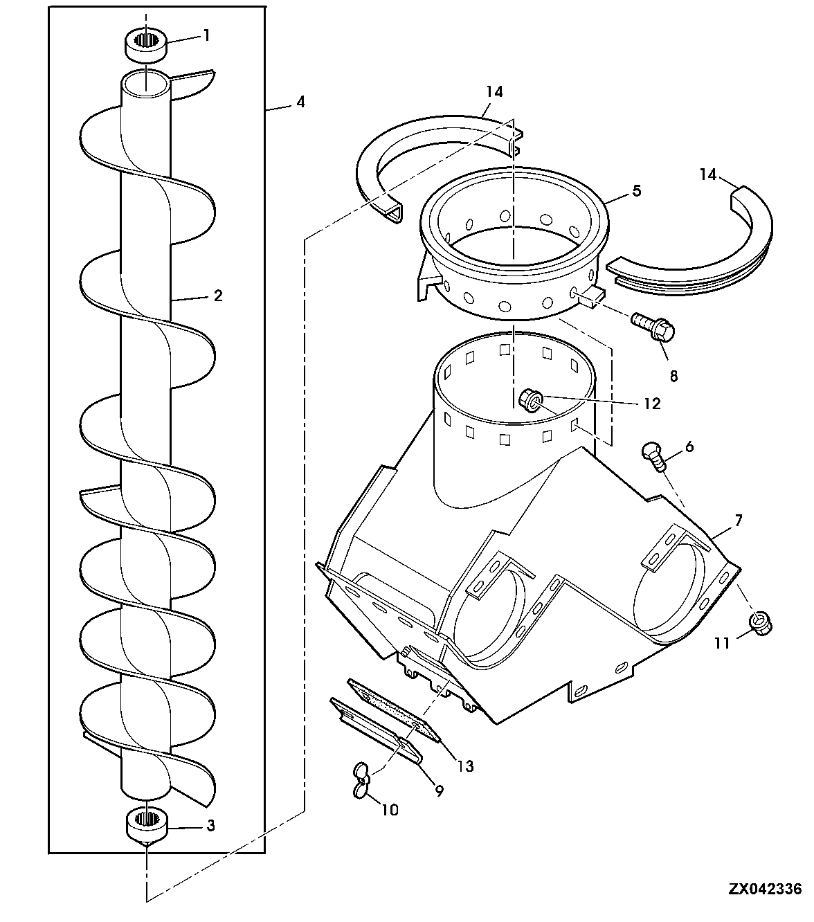 VERTICAL UNLOADING AUGER AND CHARGE HOUSING