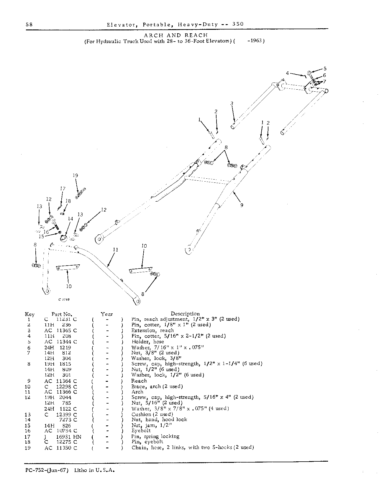 ARCH (For Hydraulic Truck used with 28- to 36-foot Elevators) ( -1963)