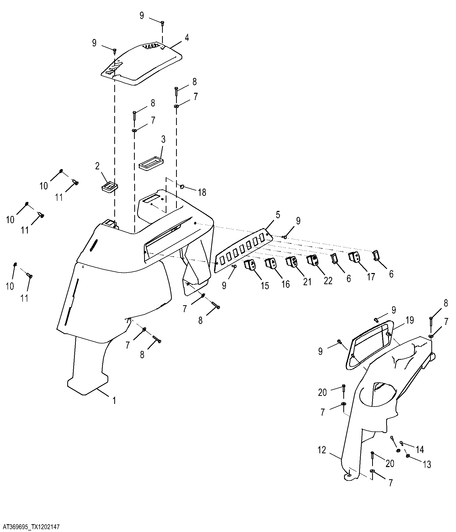 Front Console and Loader Control Lever Cover with Heater, Russia
