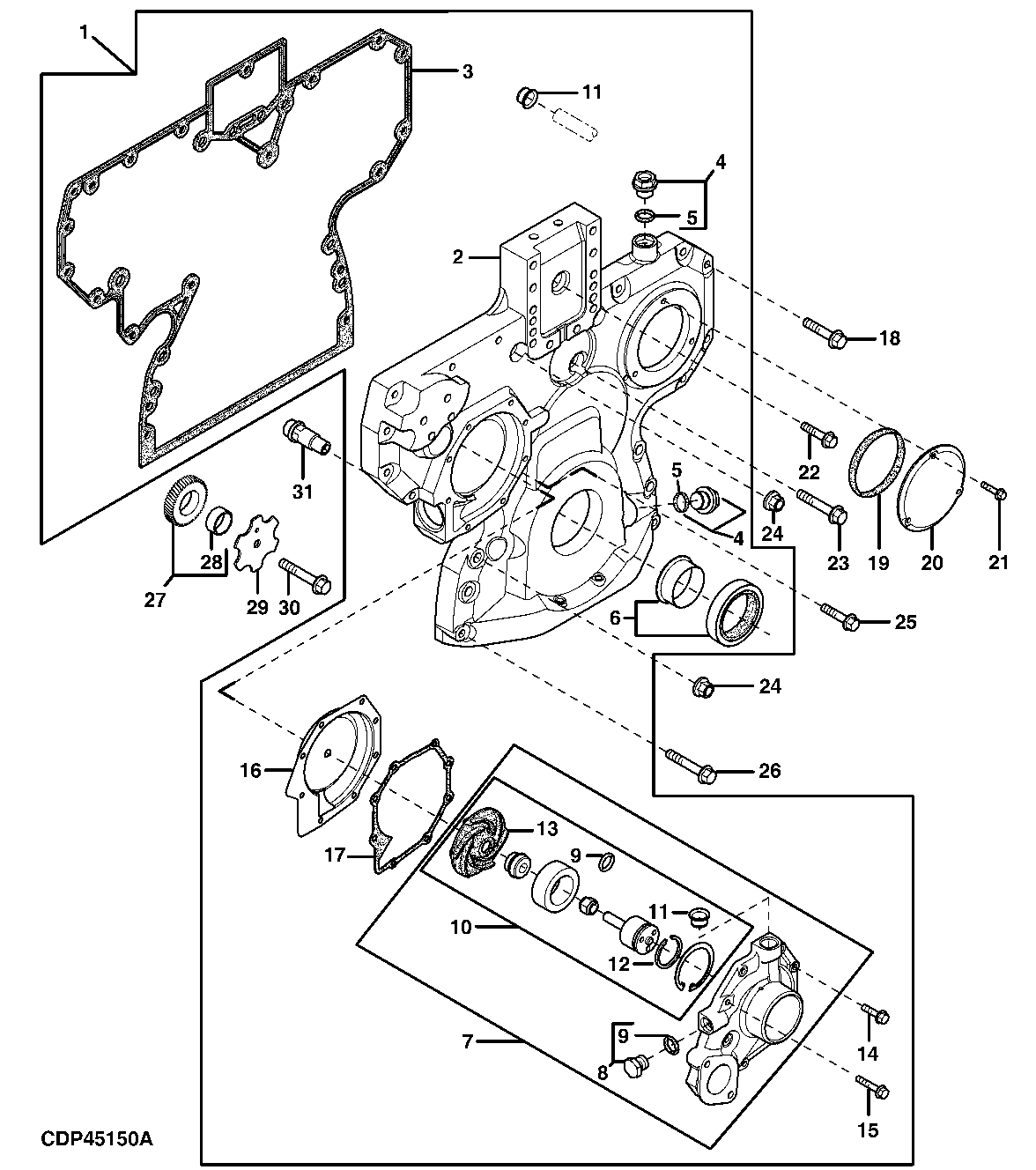 4414 Timing Gear Cover, Water Pump (Cast Iron, With Insert)