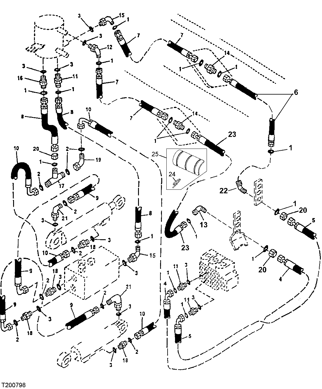 GRAPPLE CYLINDER LINES - (SF, DF) (SN -600034)