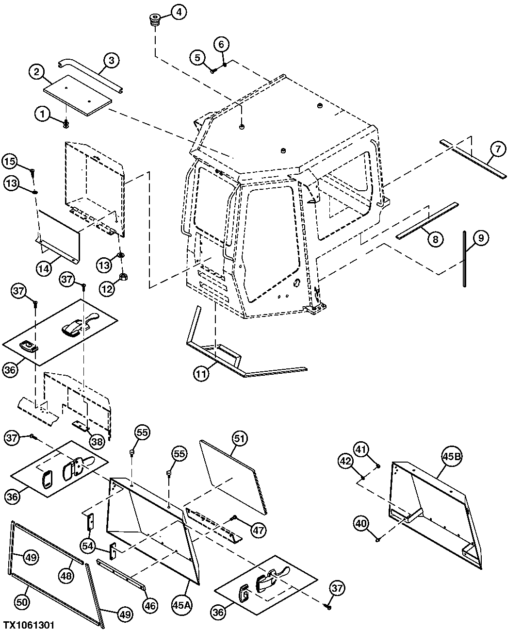 CAB STORAGE COMPARTMENT COMPONENT PARTS, CAB WEATHERSTRIP AND NOISE INSULATION