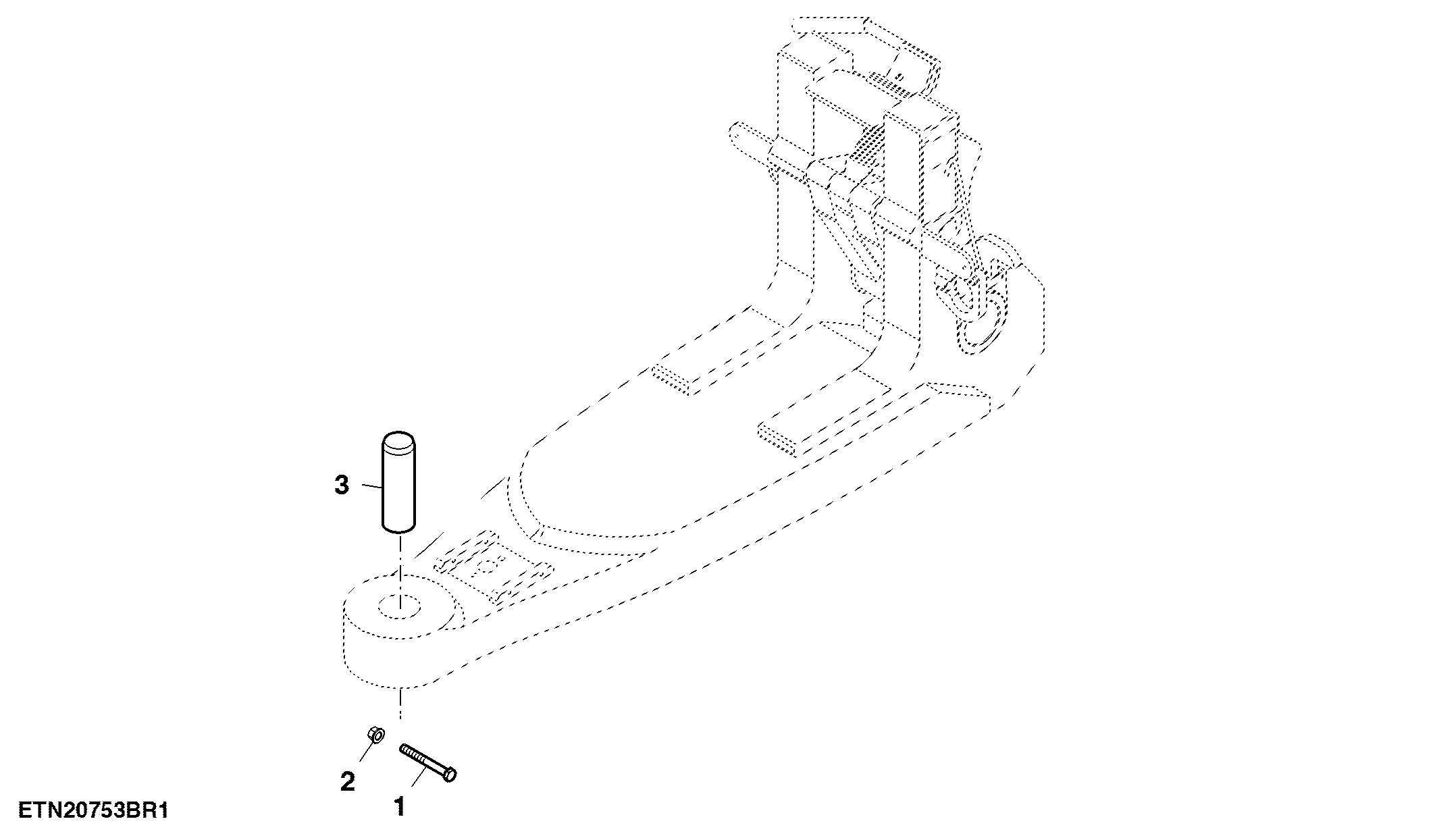 Pin, Front Drawbar, Double Reduction Axle, Short Position, Category V, For Scraper