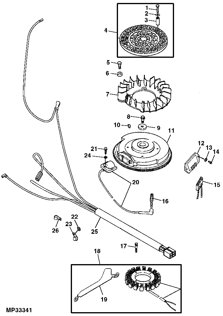 FLYWHEEL, SCREEN AND ENGINE ELECTRICAL PARTS