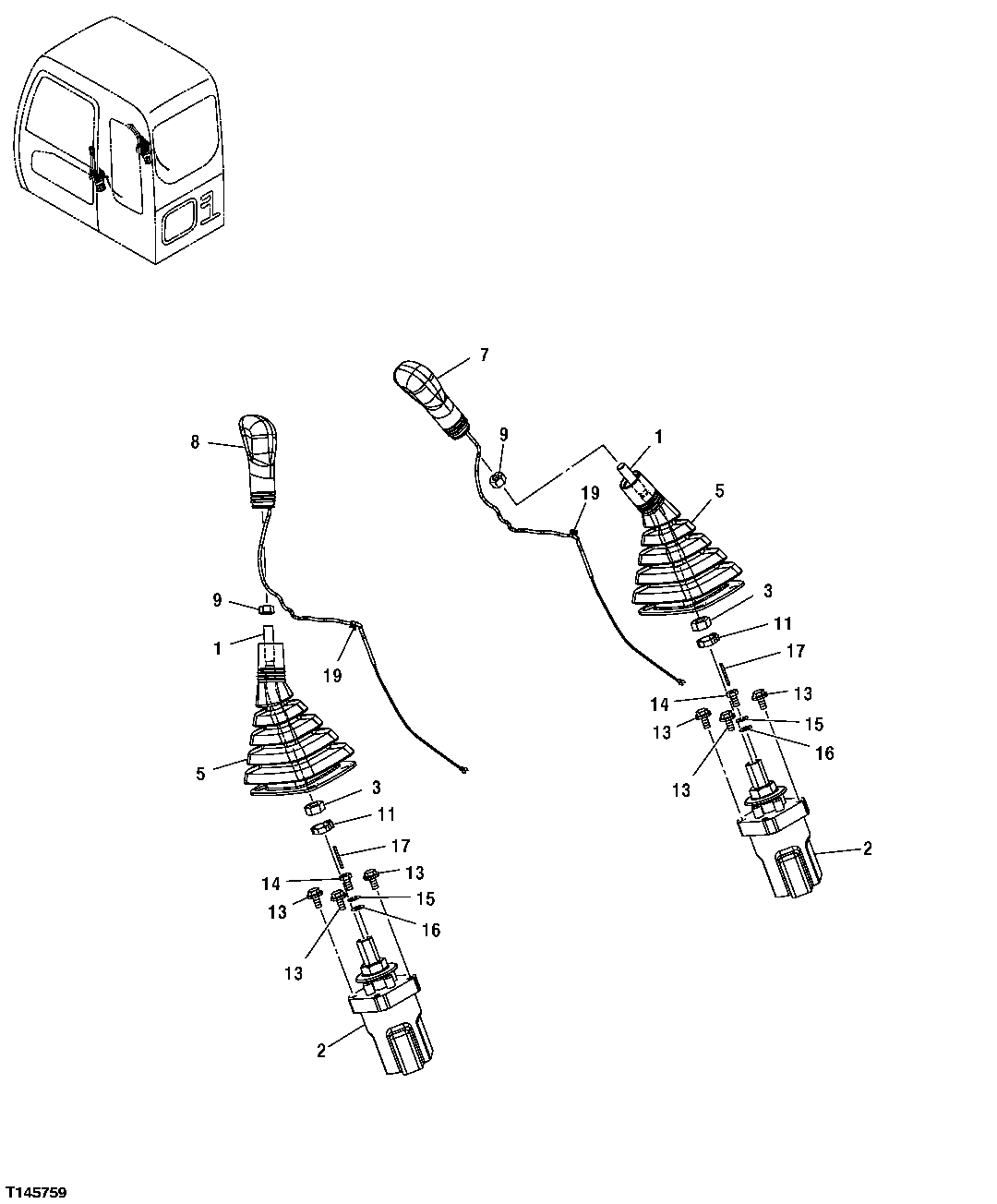 PILOT CONTROLLER LEVER COMPONENTS (DIG AND SWING)