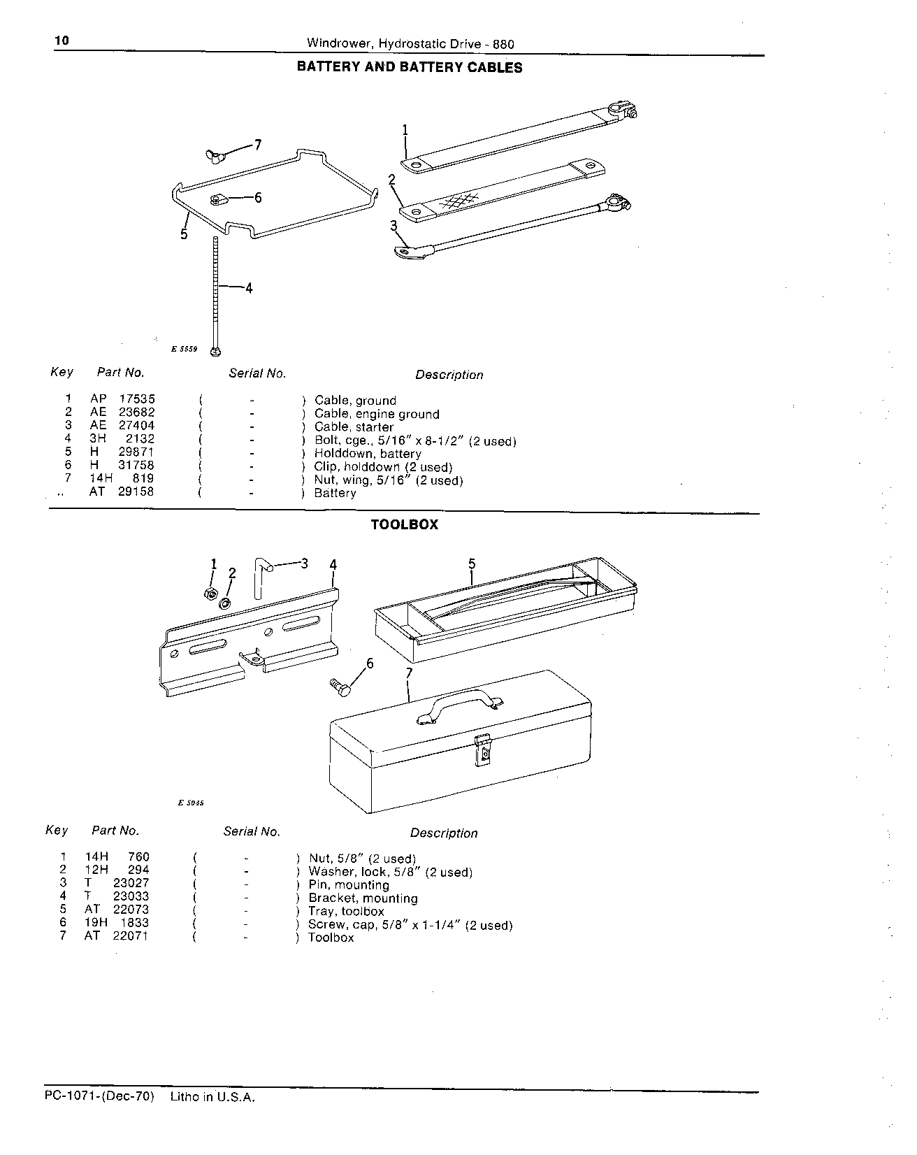 Battery and battery cables