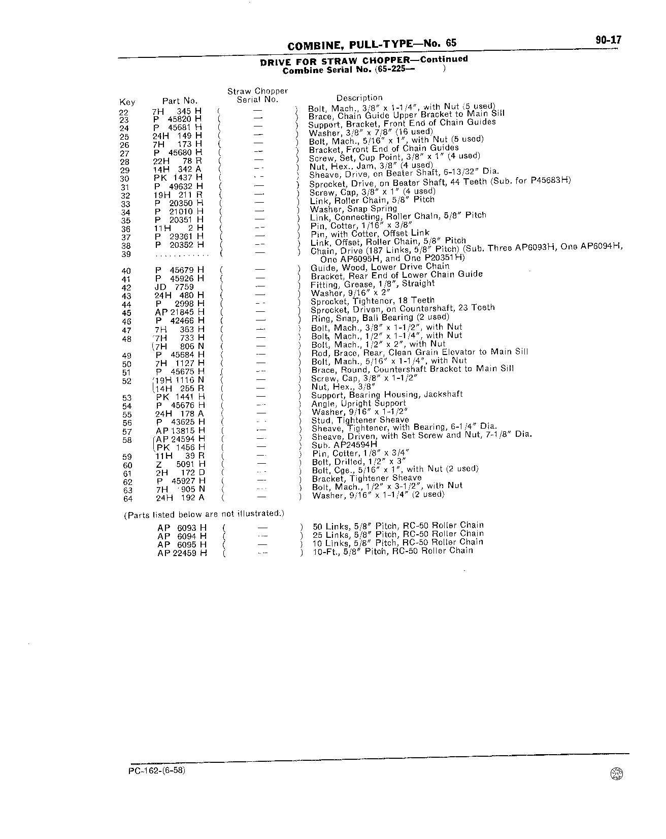90 Drive Belts, Chains, and Tighteners (Continued)