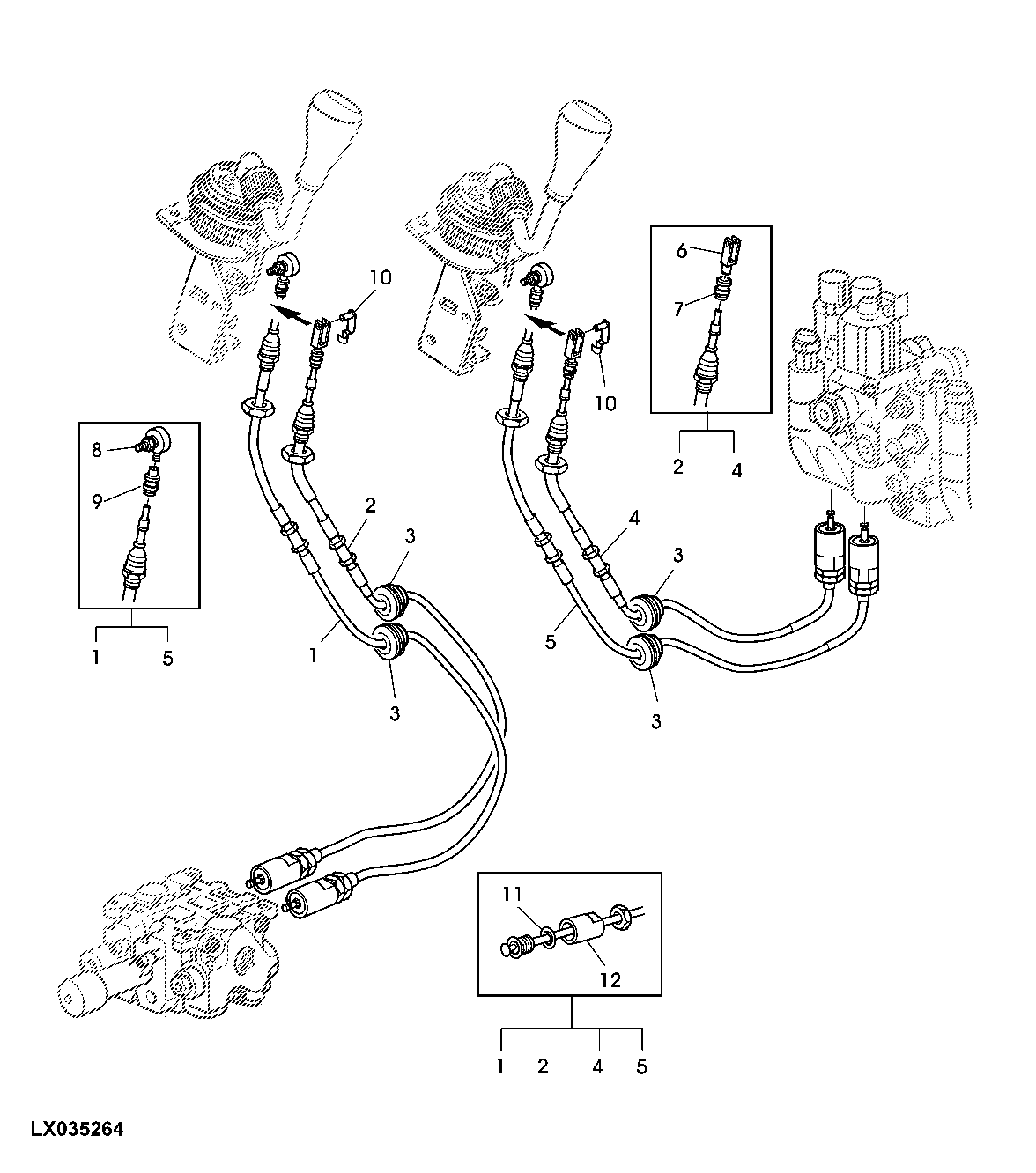 BOWDEN CABLES FOR SWING-AWAY MULTIFUNCTION LEVER (CONSOLE INTEGRATED, NOT FOR ORCHARD)