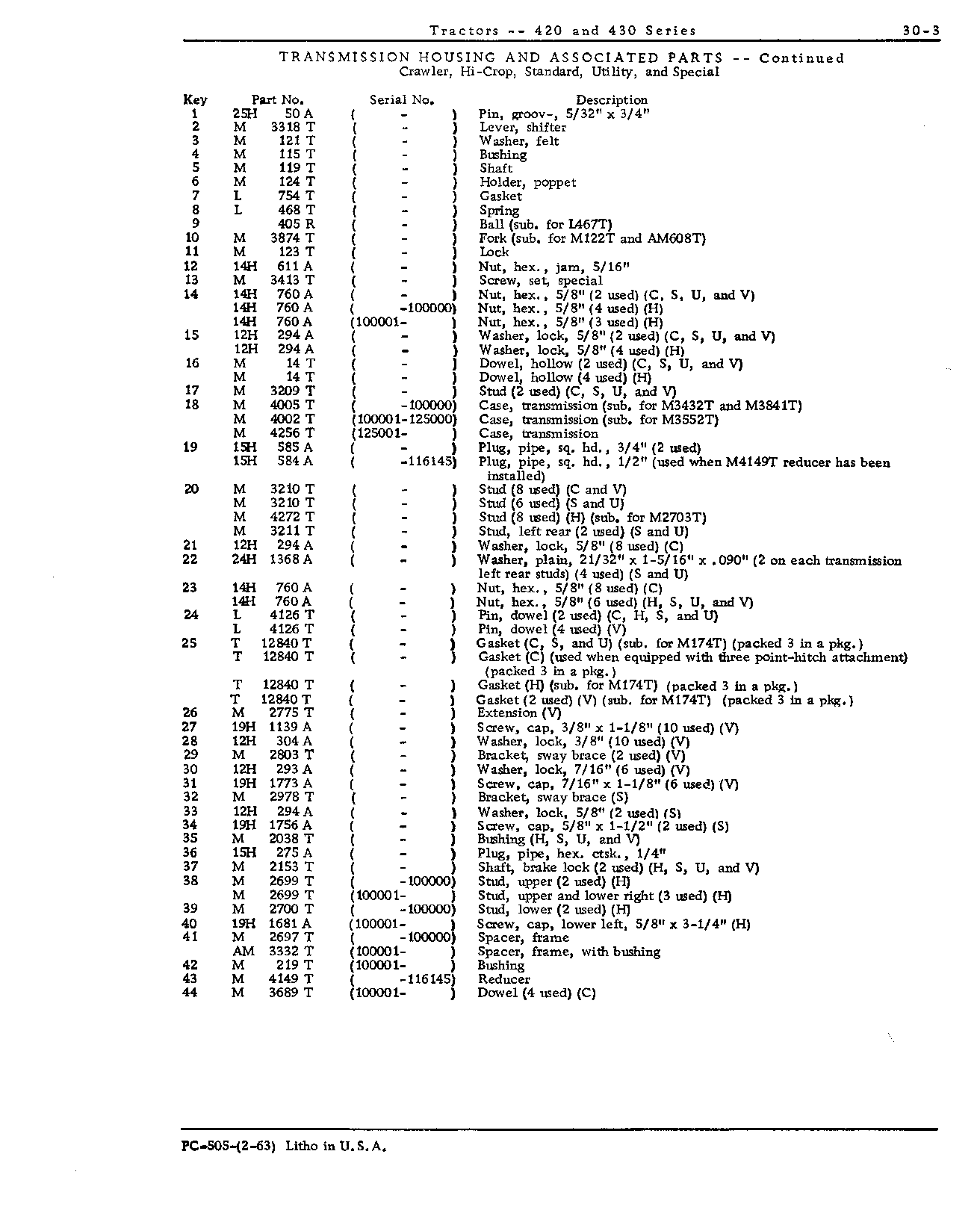 Frame, spacer (H) (Continued)