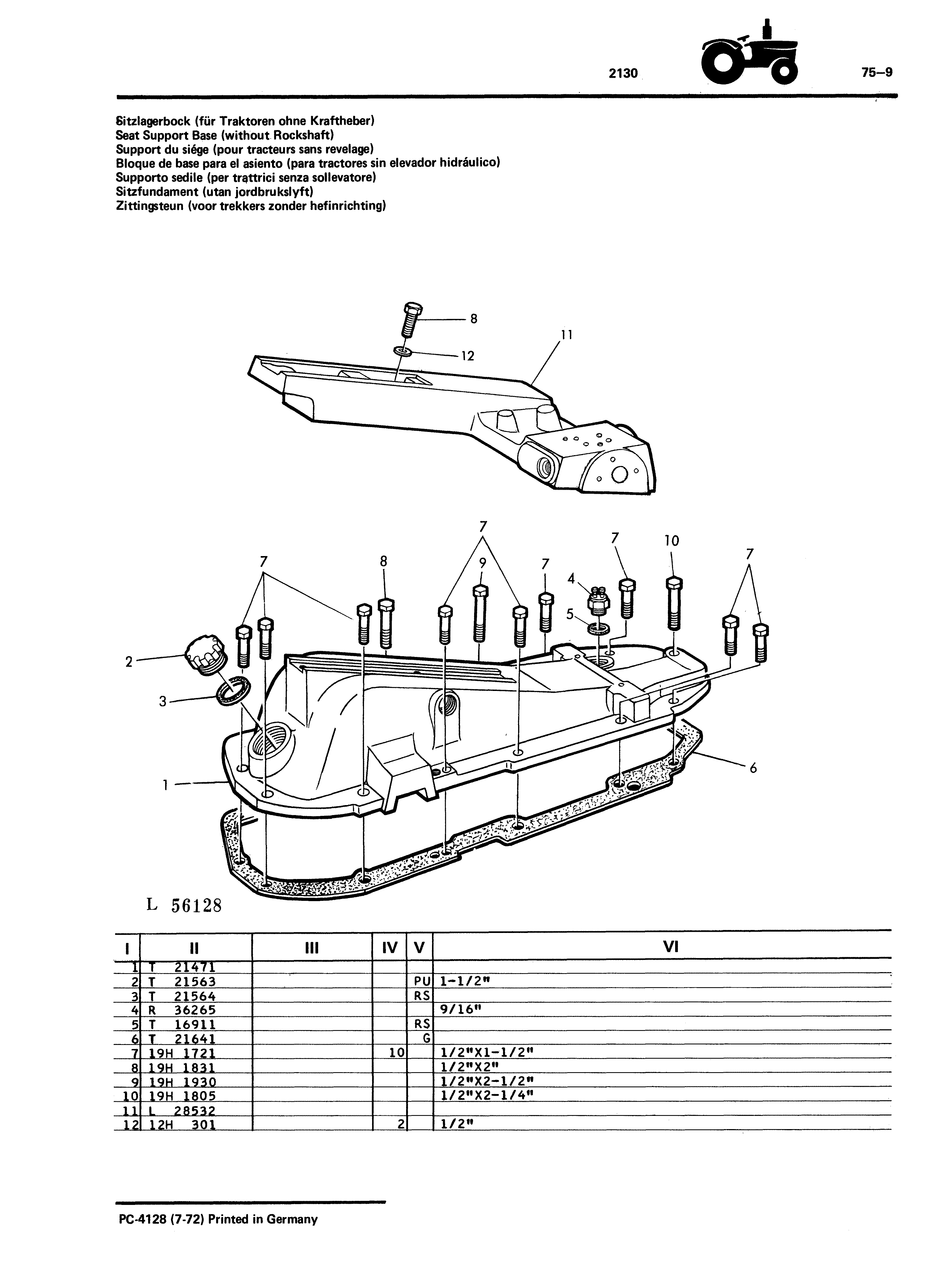 Seat Support Base (without Rockshaft)