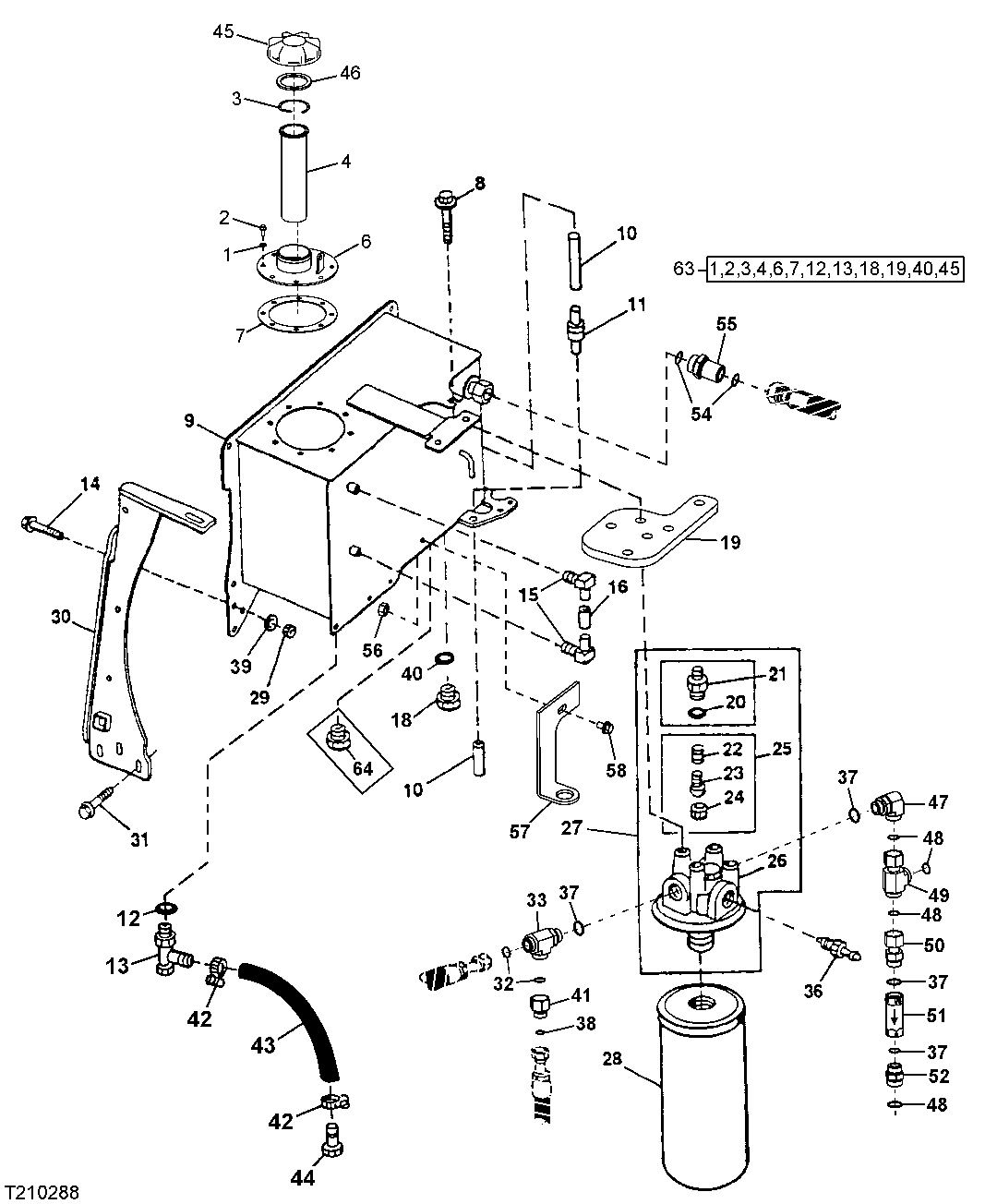 HYDRAULIC RESERVOIR & RETURN FILTER (DD)(SN 586337-596699)