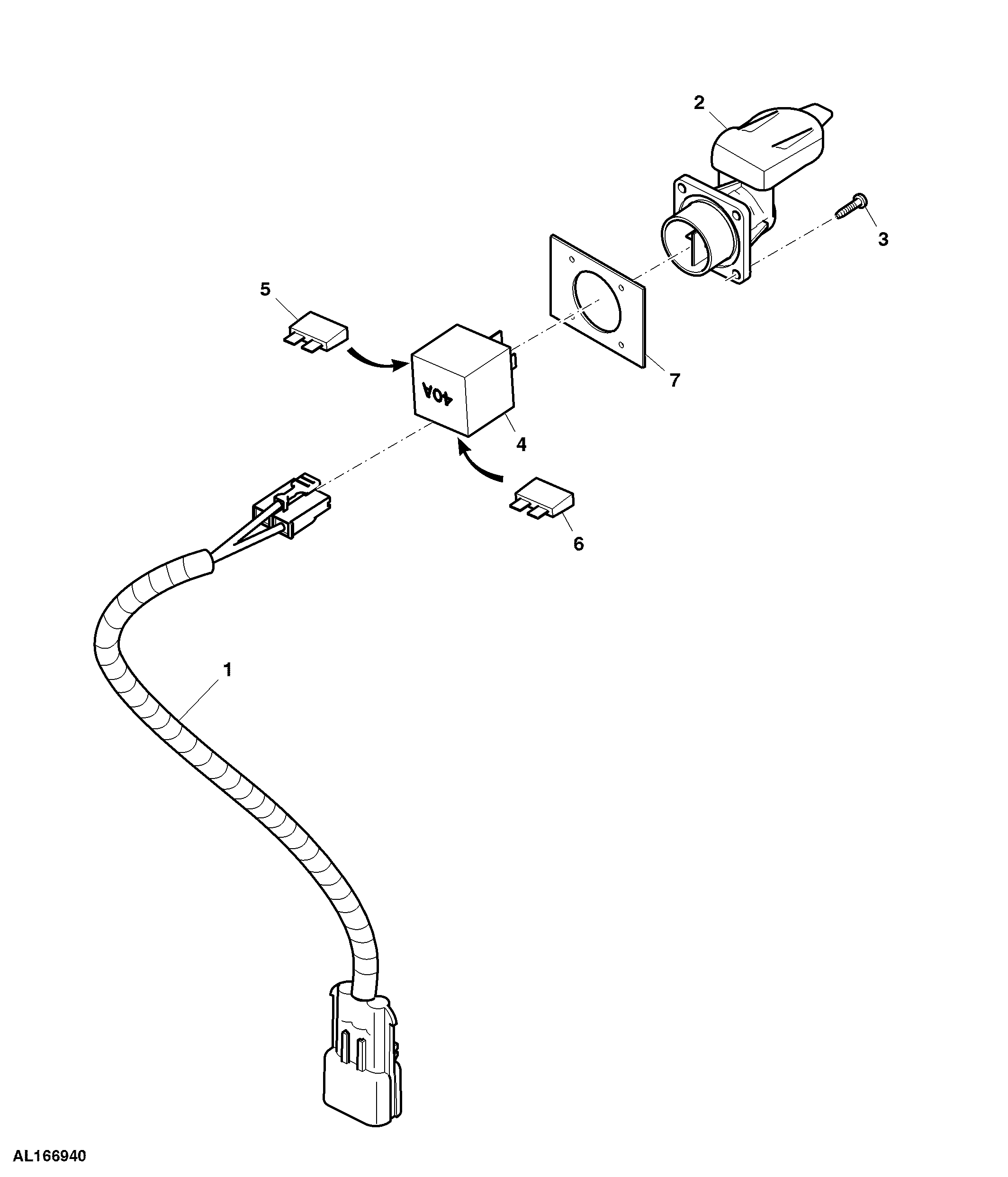 3-Terminal Power Outlet Socket / Wiring Harness, Console, RH